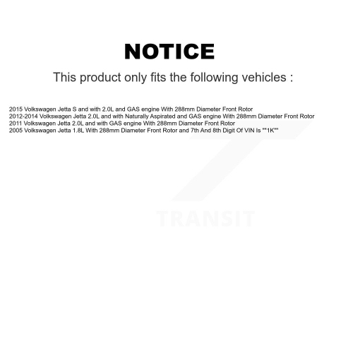 Front Disc Brake Caliper Rotors And Semi-Metallic Pads Kit For Volkswagen Jetta KC8-100064S