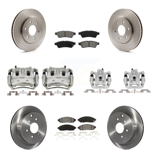 TRANSIT AUTO  Front Rear Brake Caliper Rotor & Semi-Metallic Pad Kit (10PC) for Nissan Frontier Suzuki Kc8-101010S