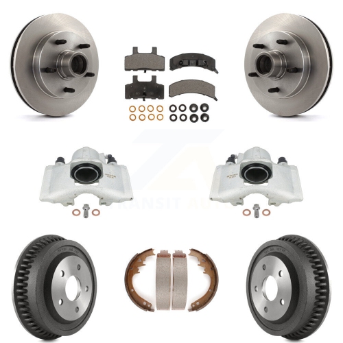 Front Rear Brake Caliper Rotors Drum Semi-Metallic Pads Kit For Dodge Ram 1500 RWD KC8-100758P