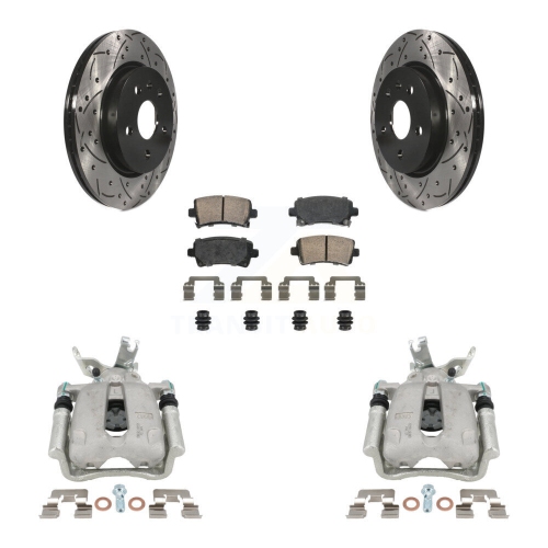 Rear Brake Coated Caliper Drill Slot Rotors Ceramic Pad Kit For Chevrolet Malibu Limited KCD-101459N