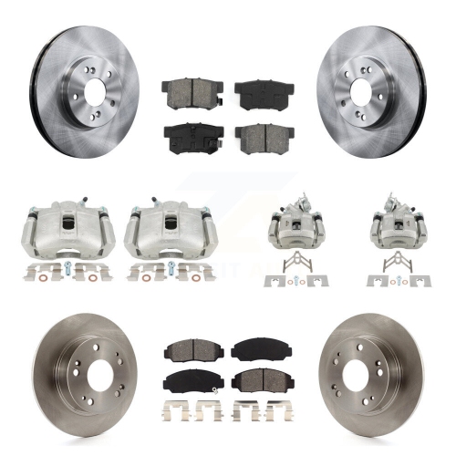 Front Rear Disc Brake Caliper Rotors And Semi-Metallic Pads Kit For Honda Accord KC8-101017S