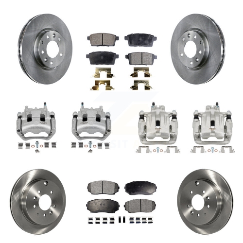 TRANSIT AUTO  Front Rear Brake Caliper Rotor And Semi-Metallic Pad Kit (10PC) for Mazda Cx-7 Ford Edge Kc8-101087P