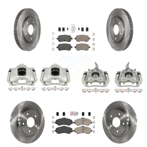 Pair Front Disc Brake Calipers W/ Brackets For Dodge Journey 2009-2012 - Phenolic Piston, Zinc Plated