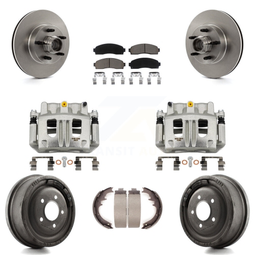 TRANSIT AUTO  Front Rear Brake Caliper Rotors Drum Ceramic Pad Kit (8PC) for 2006-2009 Ford Ranger Rwd Kc8-100748C