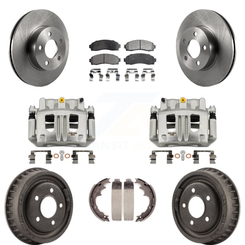 TRANSIT AUTO  Front Rear Brake Caliper Rotors Drums Semi-Metallic Pads Kit (8PC) for Ford Ranger Mazda Kc8-100865P