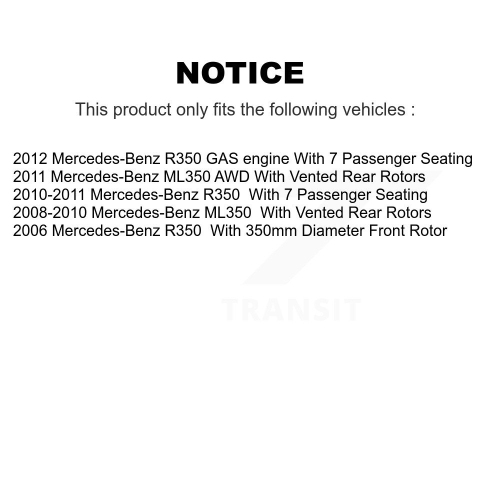 Front Disc Brake Caliper Rotors And Semi-Metallic Pads Kit For Mercedes-Benz ML350 R350 KC8-100321S