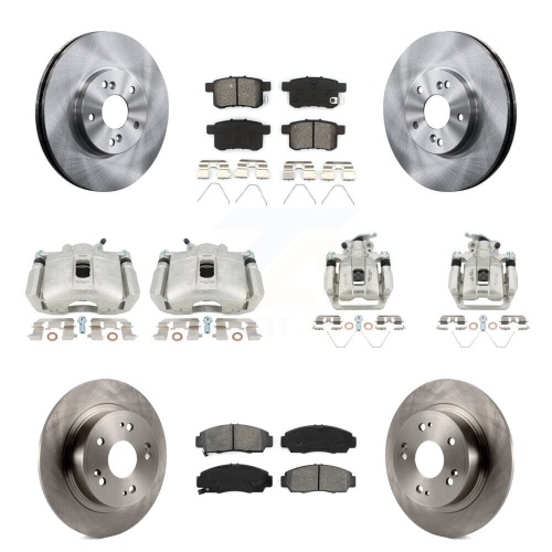 TRANSIT AUTO  Front Rear Brake Caliper Rotor & Semi-Metallic Pad Kit (10PC) for Honda Accord Acura Tsx Kc8-101155S