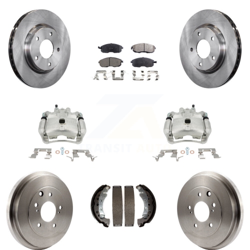 Front Rear Disc Brake Caliper Rotors Drum Semi-Metallic Pads Kit For Nissan Sentra KC8-100862P
