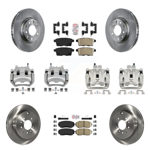 Front Rear Disc Brake Caliper Rotors And Ceramic Pad Kit For Mazda CX-7 Ford Edge KC8-102504N