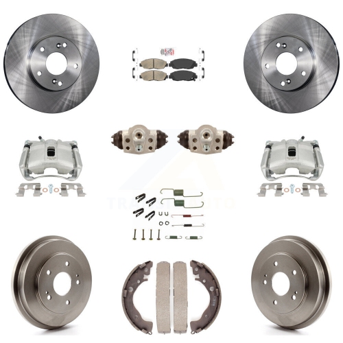 Front Rear Brake Caliper Rotors Drum Ceramic Pad Shoe Cylinder & Hardware Kit For KC8-101707N