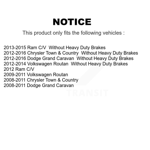 Rear Brake Caliper Kit For Dodge Grand Caravan Chrysler Town & Country Ram C/V Volkswagen KBC-100410