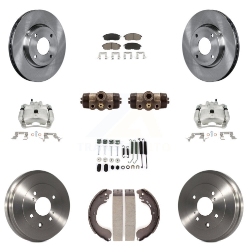 Front Rear Brake Caliper Rotors Drum Ceramic Pad Shoe Cylinder & Hardware Kit For KC8-100886C