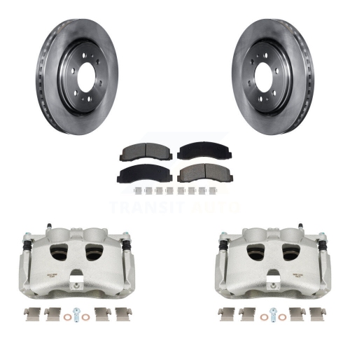 TRANSIT AUTO  Front Disc Brake Caliper Rotors And Semi-Metallic Pads Kit for 2018-2020 Ford F-150 Kc8-101345S
