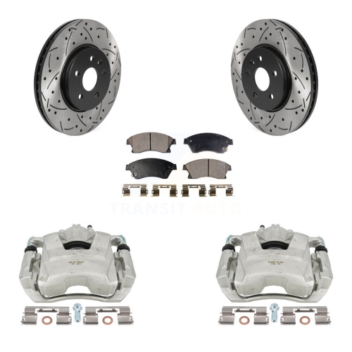 Front Brake Caliper Drill Slot Rotors Semi-Metallic Pad Kit For 13-14 Chevrolet Sonic RS KCD-100084P