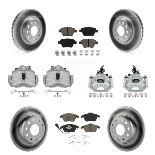 TRANSIT AUTO  Front Rear Disc Brake Caliper Coat Rotors & Ceramic Pad Kit (10PC) for Volkswagen Beetle Kcg-101041C