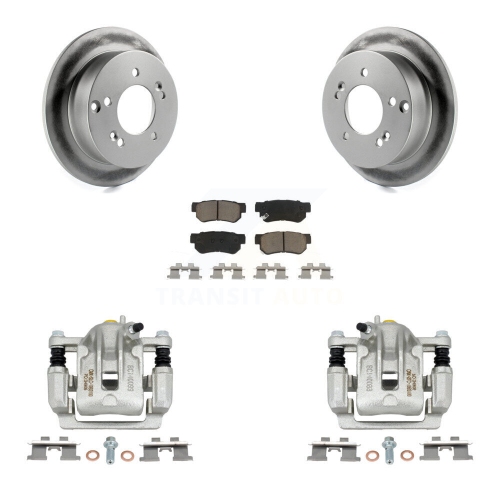 Rear Disc Brake Caliper Coat Rotor & Ceramic Pad Kit For Hyundai Tucson Kia Sportage FWD KCG-100168C