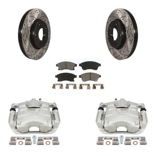 Front Brake Coated Caliper Drilled Slot Rotor Ceramic Pad Kit For 2012-2013 Buick Verano KCD-100207C