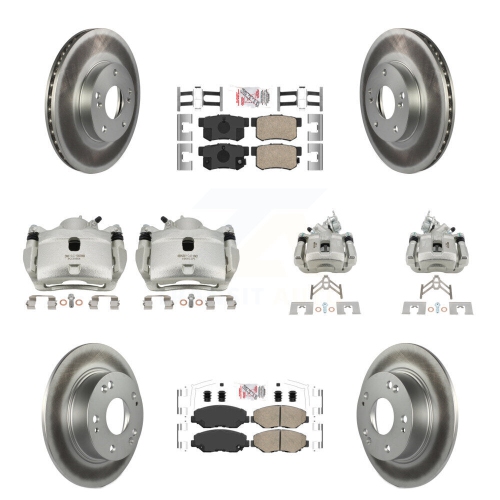 Front Rear Disc Brake Caliper Coated Rotors And Ceramic Pads Kit For Honda Accord KCG-101885N