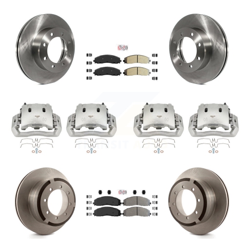 TRANSIT AUTO  Front Rear Brake Caliper Rotors & Semi-Metallic Pad Kit (10PC) for Ford F-450 Super Duty Kc8-102947N