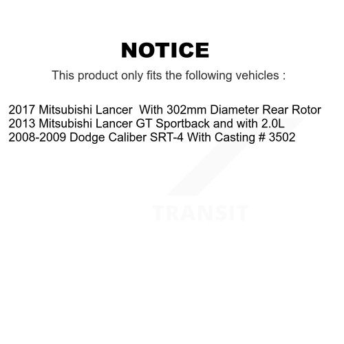 Rear Disc Brake Caliper Coat Rotor & Ceramic Pad Kit For Mitsubishi Lancer Dodge Caliber KCG-100706N