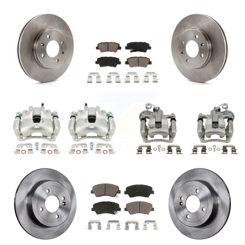 CMX  Front Rear Disc Brake Caliper Rotors Ceramic Pad Kit (10PC) for 2012-2016 Hyundai Accent Kc8-101277C