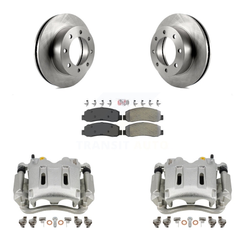 TRANSIT AUTO  Front Disc Brake Caliper Rotor And Semi-Metallic Pad Kit for Ford F-250 Super Duty F-350 Kc8-100511N