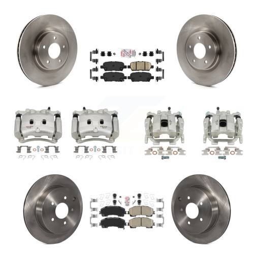 TRANSIT AUTO  Front Rear Disc Brake Caliper Rotors And Ceramic Pads Kit (10PC) for Infiniti Q50 Q60 Kc8-102157N