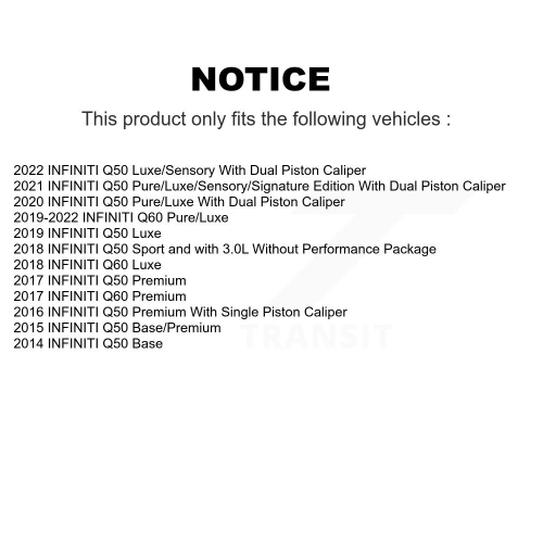 Front Rear Disc Brake Caliper Rotors And Ceramic Pads Kit For INFINITI Q50 Q60 KC8-102157N