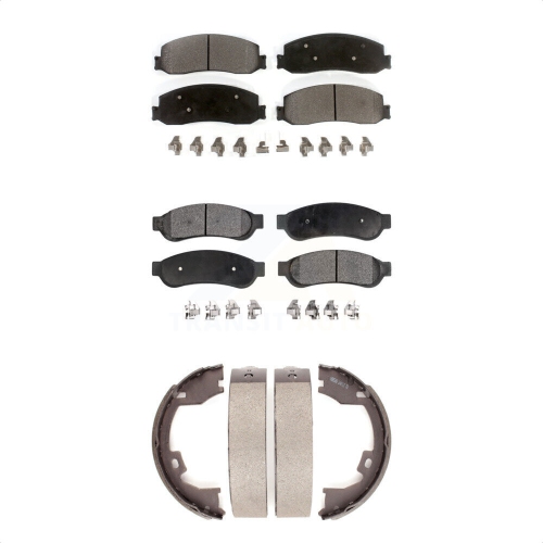 TRANSIT AUTO  Front Rear Semi-Metallic Brake Pads And Parking Shoes Kit for Ford F-350 Super Duty F-250 Kfn-100629