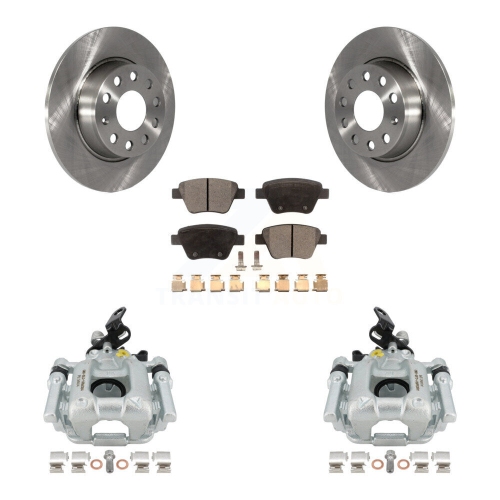 TRANSIT AUTO  Rear Brake Caliper Rotor Semi-Metallic Pad Kit for Volkswagen Jetta Golf Passat Audi Gti Kc8-100446P