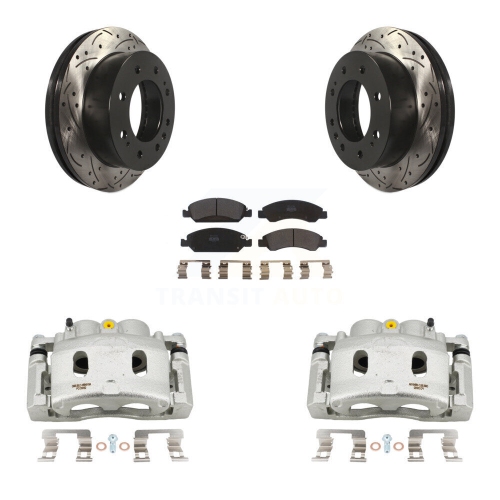 TRANSIT AUTO  Front Brake Caliper Drill Slot Rotors Semi-Metallic Pad Kit for Chevrolet Silverado 1500 Kcd-100007P