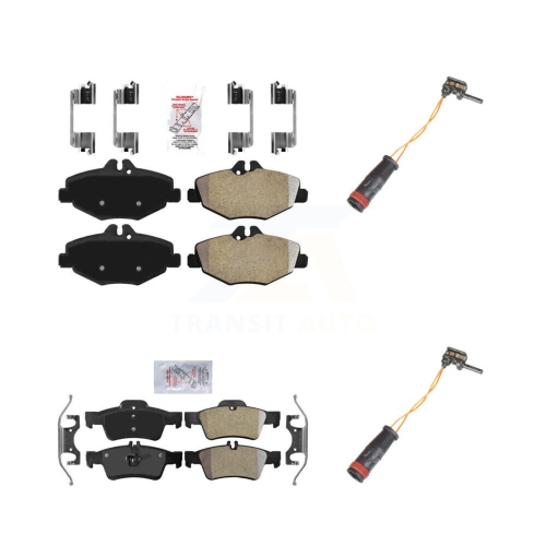 AMERIBRAKES  Front Rear Ceramic Disc Brake Pads And Wear Sensors Kit for Mercedes-Benz E350 Rwd Knw-100127