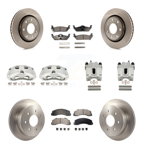 TRANSIT AUTO  Front Rear Disc Brake Caliper Rotors And Semi-Metallic Pads Kit (10PC) for Ford F-150 Kc8-101277P