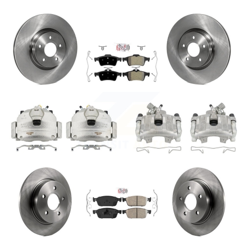 TRANSIT AUTO  Front Rear Brake Caliper Rotors & Ameribrakes Pad Kit (10PC) for 2013-2018 Ford Focus St Kc8-102265N