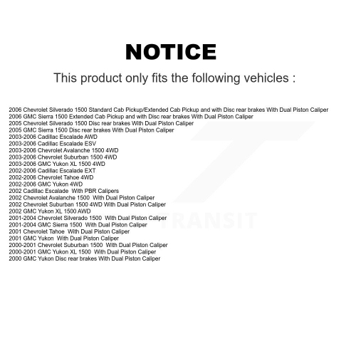 Ensemble de patins de frein de stationnement avant semi-métalliques arrière pour Chevrolet GMC Silverado 1500 XL KFN-100648