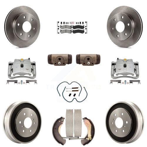TRANSIT AUTO  Front Rear Brake Caliper Rotors Drum Semi-Metallic Pad Shoe Cylinder Kit (11PC) for 1500 Kc8-101649N