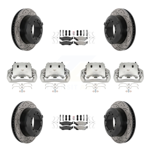 TRANSIT AUTO  Front Rear Disc Brake Coated Caliper Drilled Slot Rotor Semi-Metallic Pad Kit (10PC) for Kcd-100775N