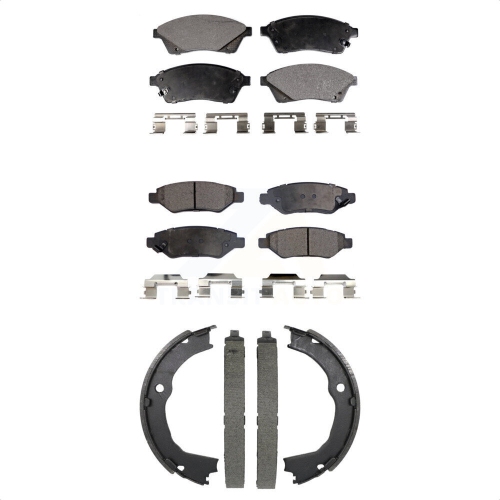 TRANSIT AUTO  Front Rear Semi-Metallic Brake Pads And Parking Shoes Kit for 2010-2016 Cadillac Srx Kfn-100917