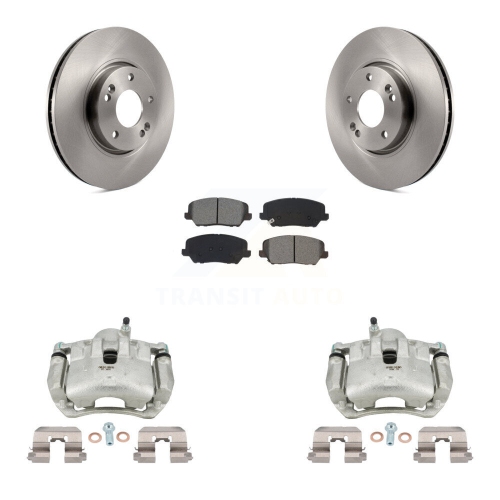TRANSIT AUTO  Front Brake Caliper Rotor Semi-Metallic Pad Kit for 17 Kia Forte With 15" Factory Wheels Kc8-100047S