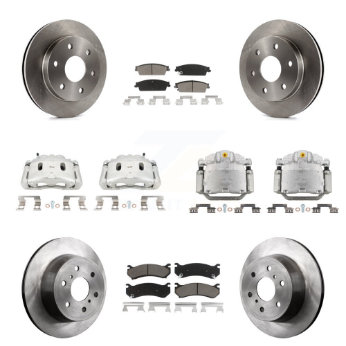 CMX  Front Rear Disc Brake Caliper Rotors Ceramic Pad Kit (10PC) for Chevrolet Silverado 1500 Kc8-101236C