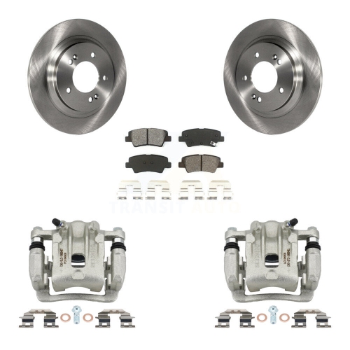 TRANSIT AUTO  Rear Disc Brake Caliper Rotors And Semi-Metallic Pads Kit for 2013 Kia Optima 2.0L Kc8-100410S