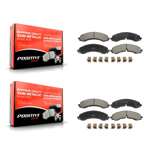 POSITIVE PLUS  Front Rear Semi-Metallic Brake Pads Kit for Gmc Chevrolet Sierra 2500 HD Silverado 3500 Kpf-100702