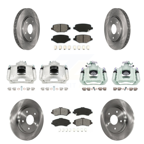 TRANSIT AUTO  Front Rear Disc Brake Caliper Rotors And Semi-Metallic Pads Kit (10PC) for Ram C/v Kc8-101180S