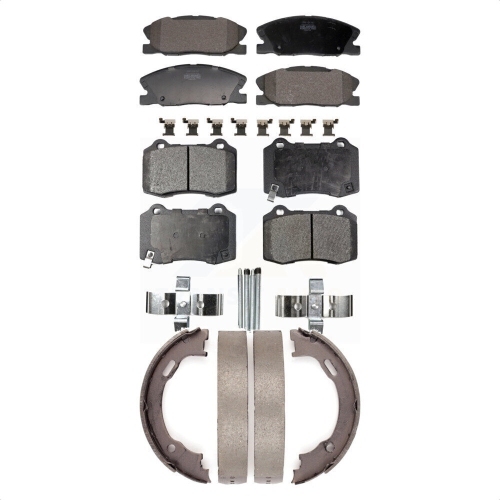 Front Rear Semi-Metallic Brake Pads And Parking Shoes Kit For Dodge Charger KFN-100938