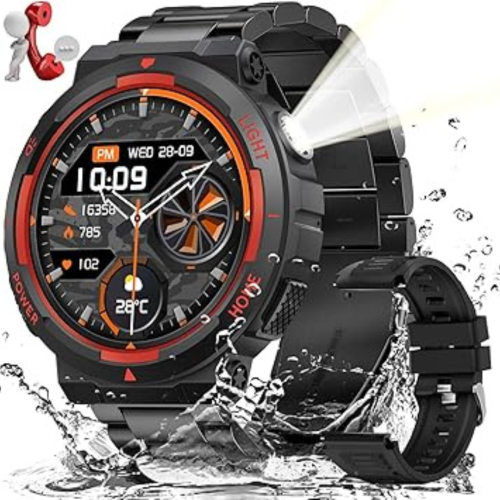 Military Smart Watches for Men Answer Make Calls with LED Flashlight 3ATM Waterproof Smartwatch with 100 Sports Modes 1.53 Tactical Fitness Tracker with Heart Rate Sleep Monitor Best Buy Canada