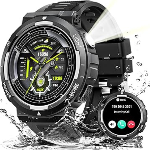 MEHIAZ  Military Smart Watches for Men(Answer/make Calls) \w Led Flashlight 3Atm Waterproof Smartwatch \w 100+ Sports Modes 1.53" Tactical Fitness I really like the deep dark blue color and it seems to be holding up after washing and drying