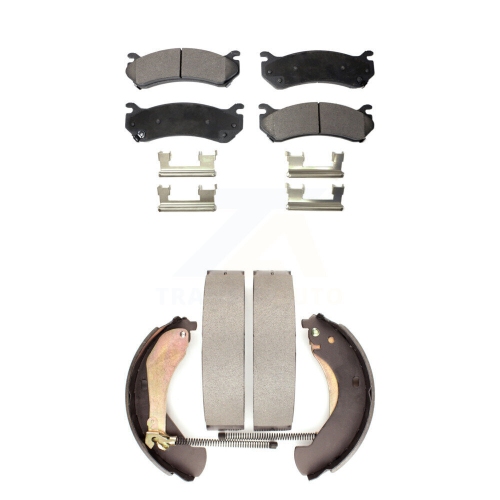 Front Rear Ceramic Brake Pads And Drum Shoes Kit For Chevrolet Silverado 1500 GMC Sierra KTN-100145