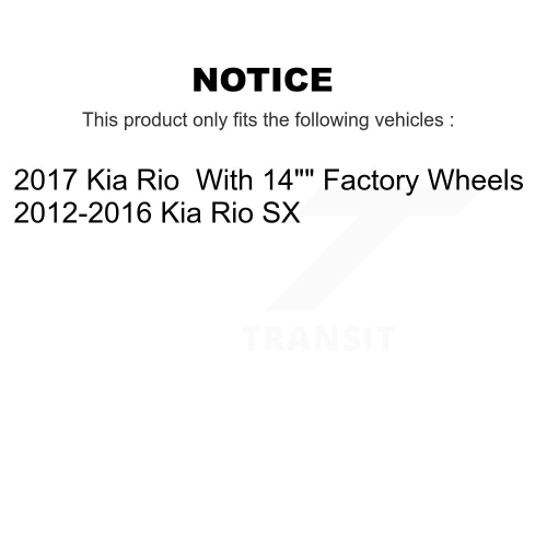 Front Brake Caliper Coat Rotor Semi-Metallic Pad Kit For Kia Rio With 14" Factory Wheels KCG-100688S