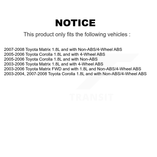 SEN-2ABS0938 de faisceau de capteur de vitesse de roue arrière ABS pour Toyota Corolla Matrix Pontiac Vibe