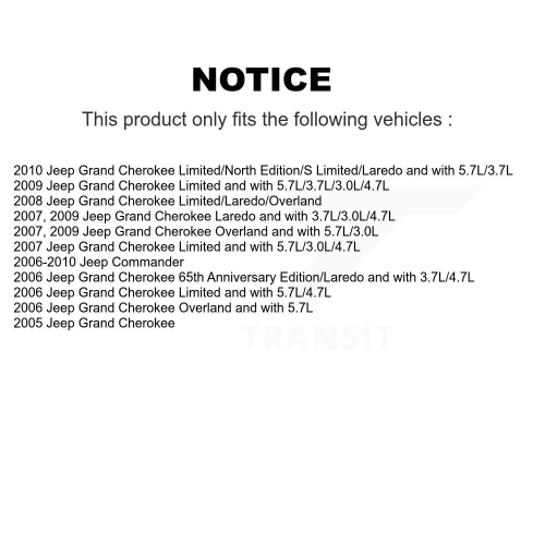 Rear Shock And TOR Link Kit For Jeep Grand Cherokee Commander KSS-107455